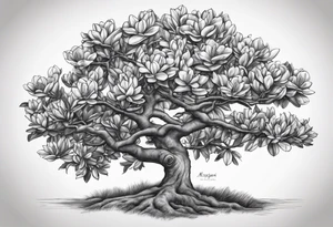 Southern magnolia tree with the word Mississippi tattoo idea