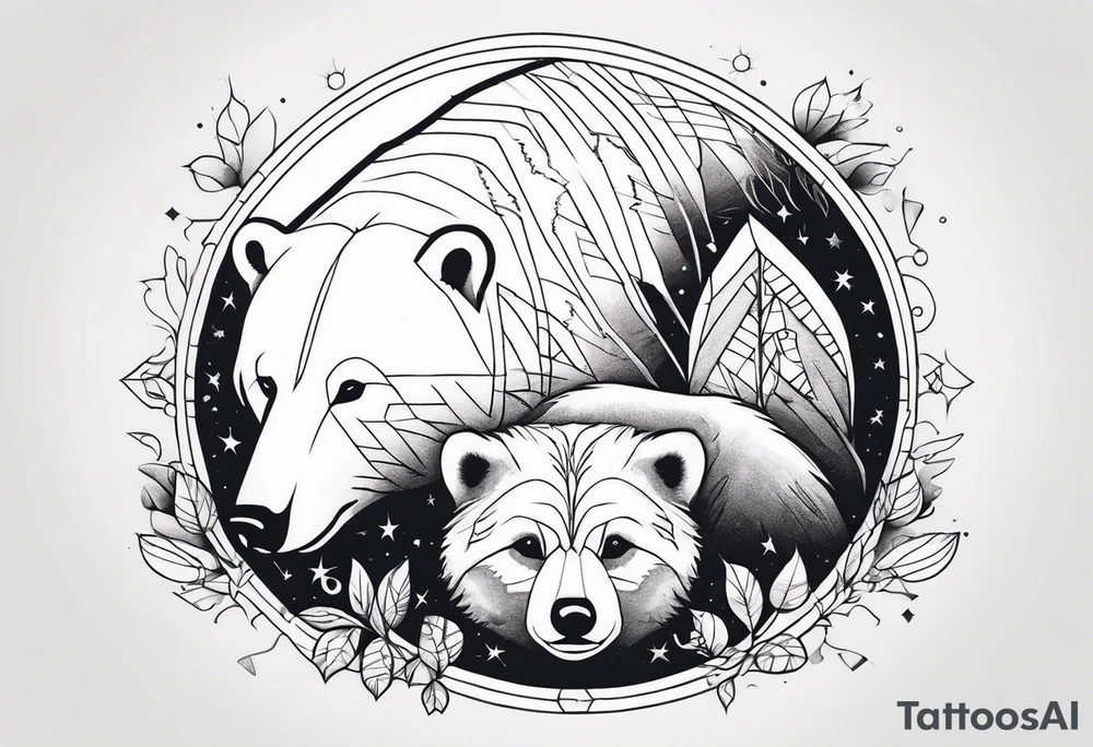 polar bear and raccoon tattoo idea