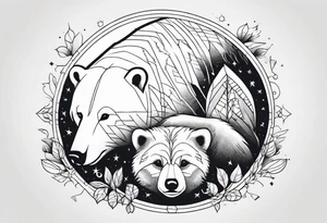 polar bear and raccoon tattoo idea