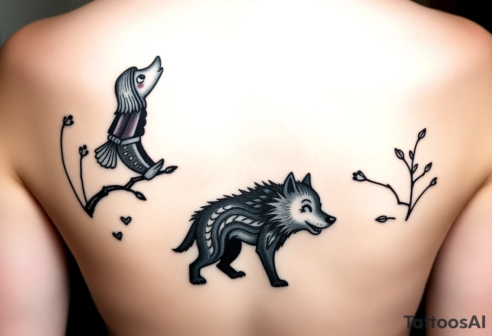 Little red riding hood nursery rhyme big bad wolf tattoo idea