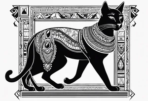 Sexy Bastet goddess walking tattoo idea