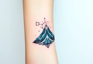 Geometric Volcano incorporating Capricornicus constellation tattoo idea