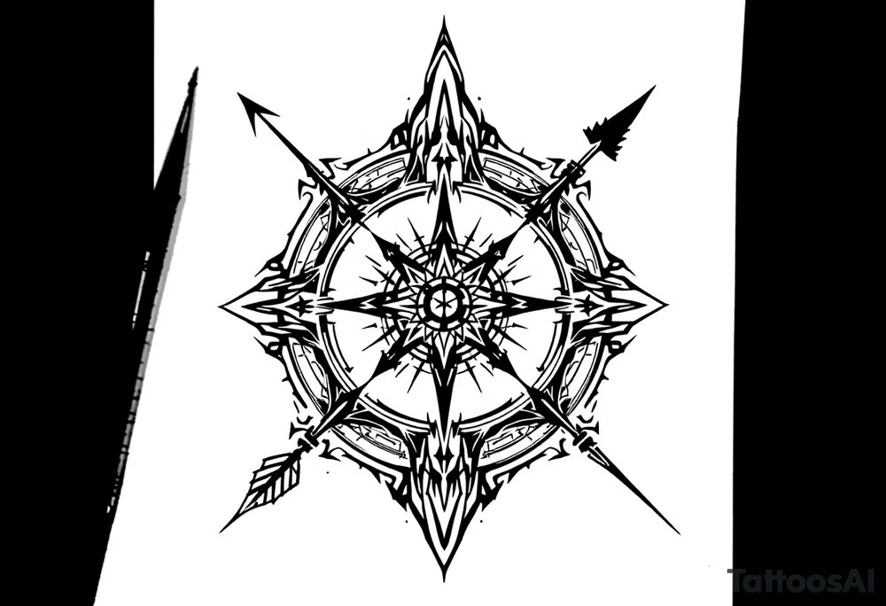 Rustic compass/clock with arrow tattoo idea