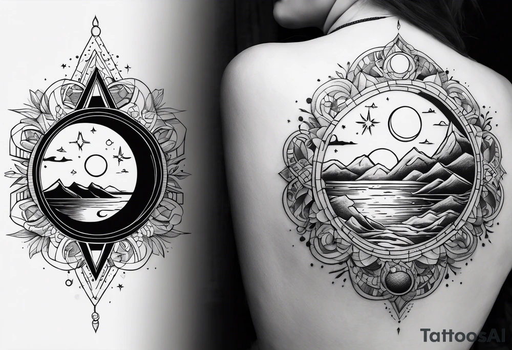 Moon water and sun earth tattoo idea