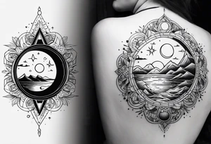 Moon water and sun earth tattoo idea