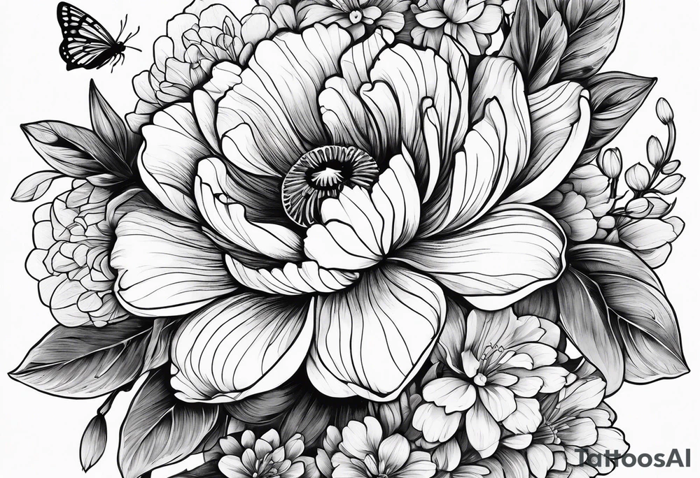 Spring flowers, surrounded by faded honeycomb, 
Simple tattoo idea