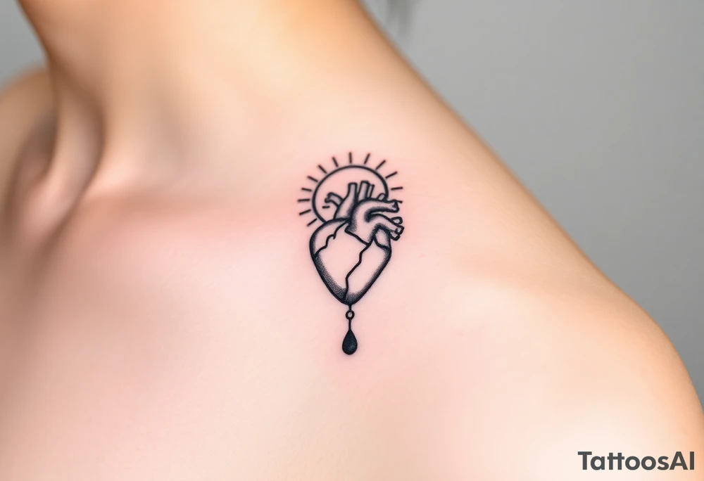 human heart chained within sun and moon tattoo idea