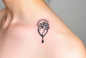 human heart chained within sun and moon tattoo idea