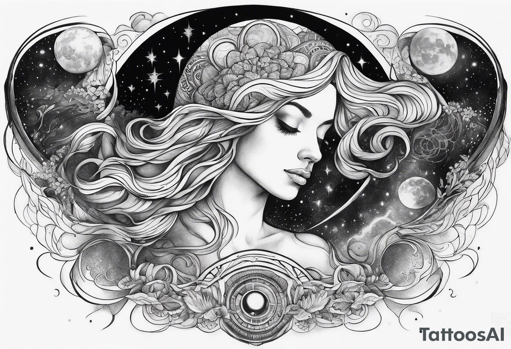 Human transcending. Soul leaving the body to the universe tattoo idea