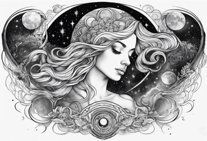 Human transcending. Soul leaving the body to the universe tattoo idea