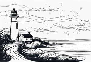 lighthouse fluid tattoo idea