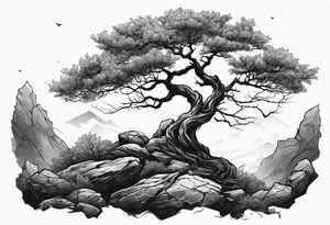 A tree or plant sprouting from a broken rock. tattoo idea
