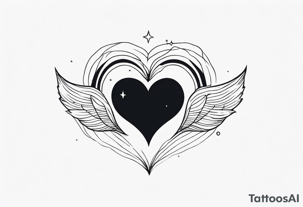 Crescent moon with a love heart inside tattoo idea