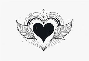 Crescent moon with a love heart inside tattoo idea