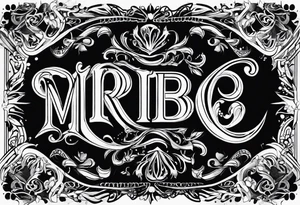 word "MRBG" 
black blackground tattoo idea