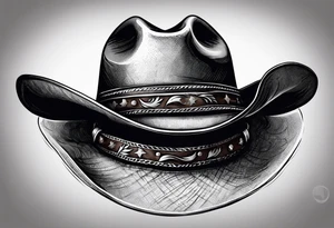 Texas wearing a weathered cowboy hat tattoo idea