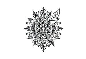 spiritual bold line feather indian mandala shaman tattoo idea