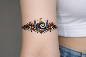 armband, abstract, geometric, full of color, tim burton tattoo idea