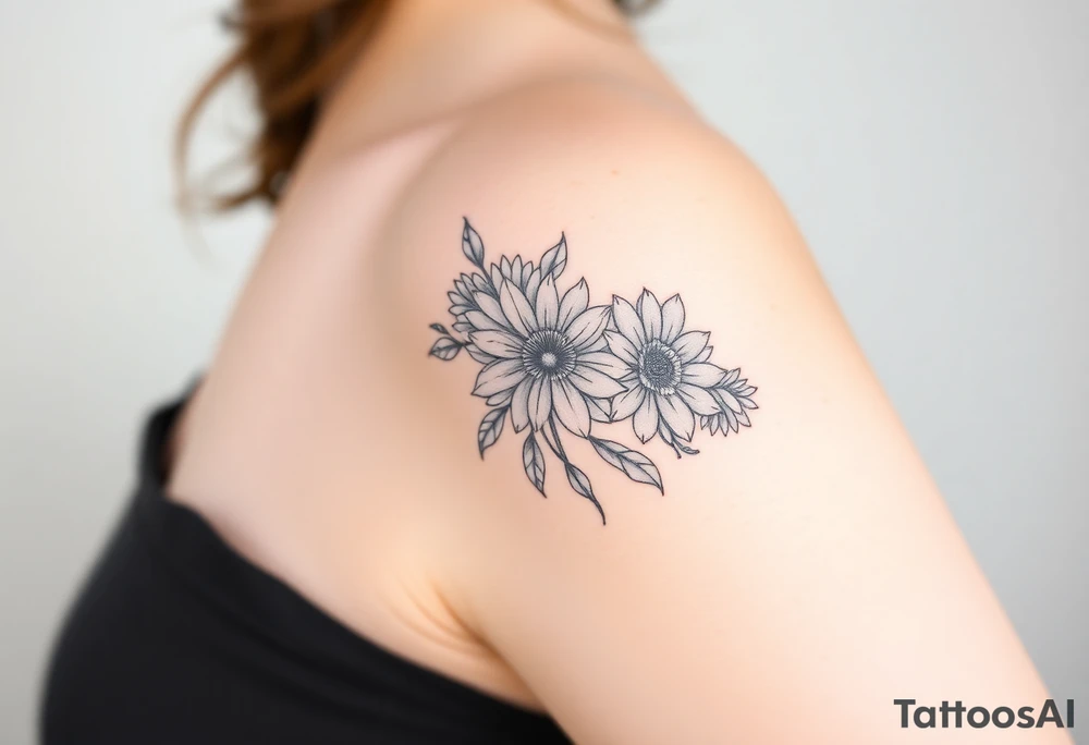 Rose and Chrysanthemum bouquet tattoo tattoo idea