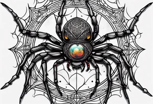 spider with hangin down moon tattoo idea