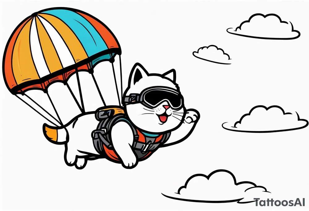 a cat going skydiving tattoo idea