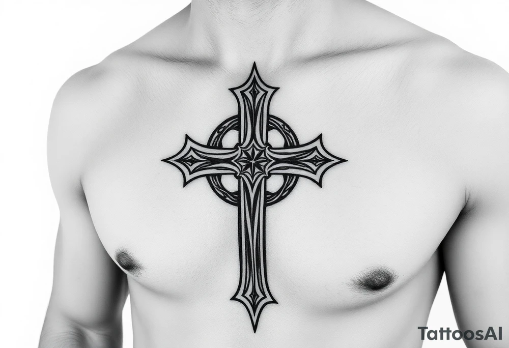 Gothic style cross gangster style tattoo idea