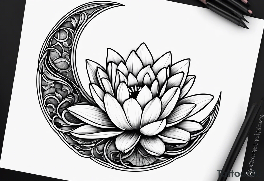 Lilly pad and crescent moon tattoo idea
