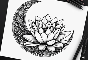 Lilly pad and crescent moon tattoo idea