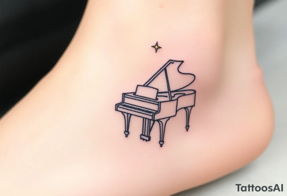 dreamy grand piano under the star tattoo idea