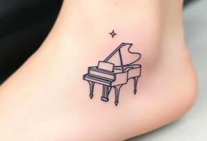 dreamy grand piano under the star tattoo idea