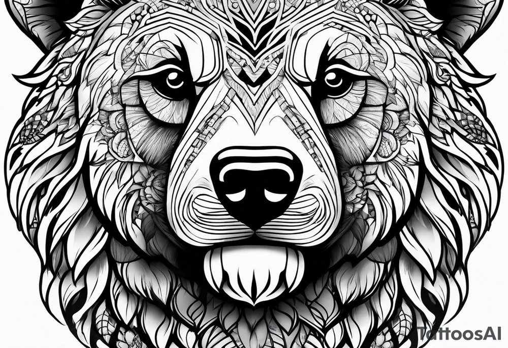 Bear face tattoo idea
