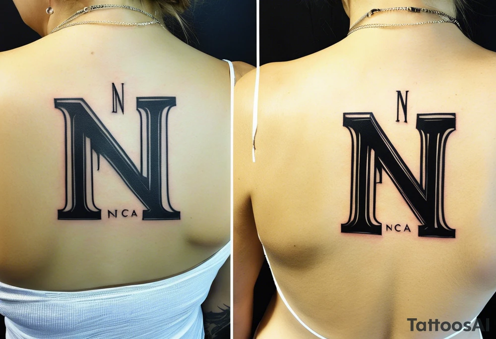 Initials NCA with roman numerals 9-15-16 tattoo idea
