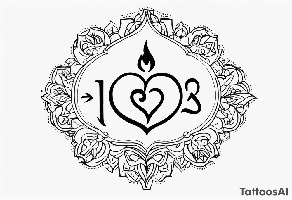 Tattoo ਨਿਰਭਉ ਨਿਰਵੈਰ written in Gurmukhi written text. Add fire and heart to symbolize strength and love tattoo idea