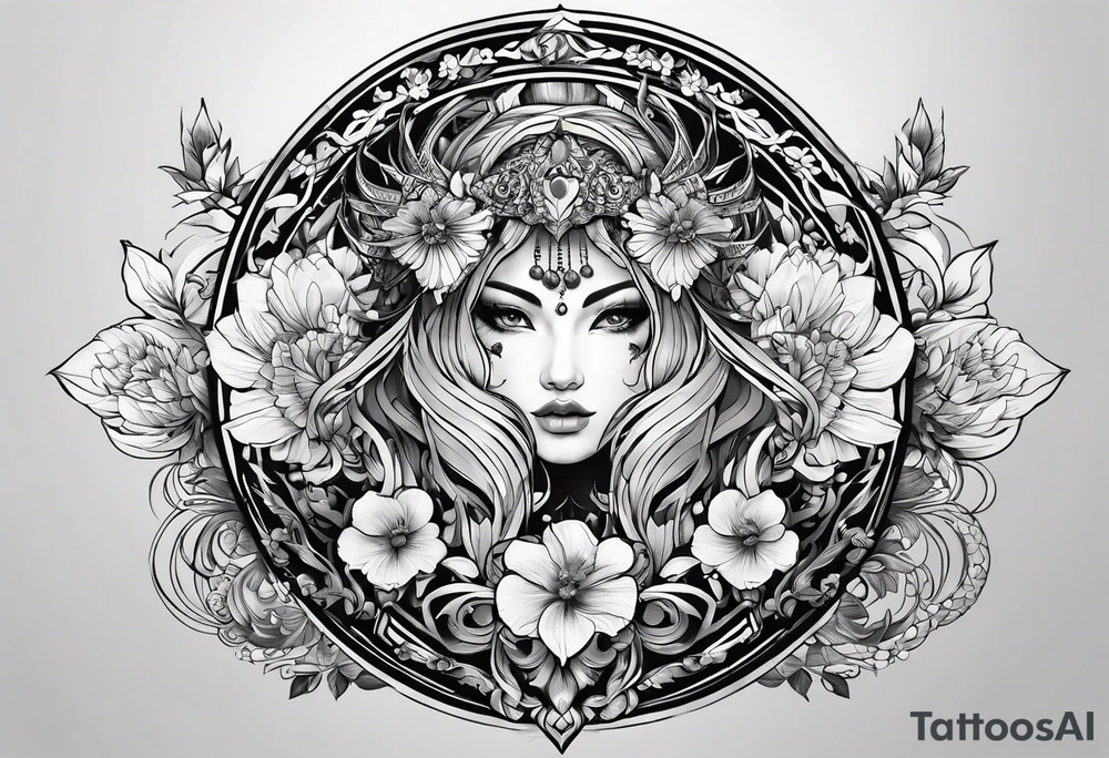 Сколопендра и цветок ликорис tattoo idea