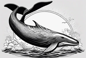 Humpback whale tail sticking out of ocean tattoo idea