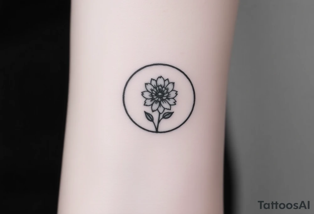 Small black and white tattoo full moon with small chrysanthemum and tiny scorpio gliph inside moon tattoo idea Small black and white tattoo full moon with small chrysanthemum and tiny scorpio gliph inside moon tattoo idea