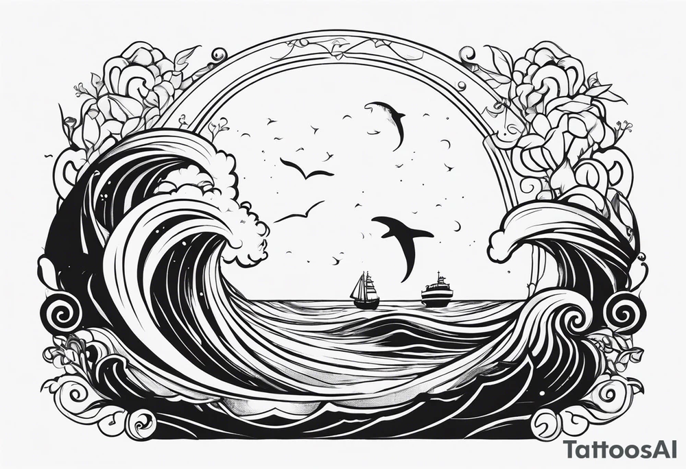 fantasy related, and sea related, with the words: "the sea does not dream of you" tattoo idea