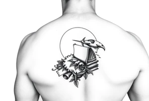A black and white tattoo that will go on side of the wrist. This is for someone who loves ocean, travel and books. Something unique. tattoo idea