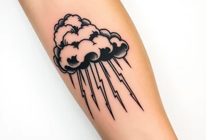 Black storm clouds with rain & lightning bolts tattoo idea