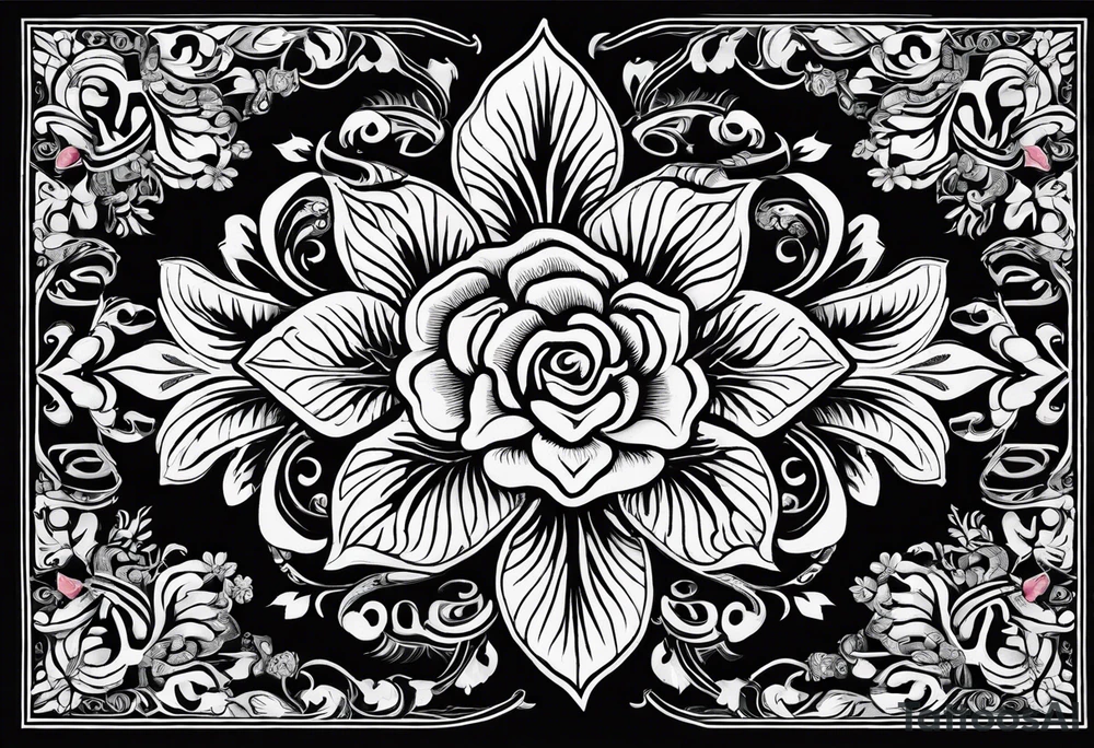Western rug with flowers tattoo idea