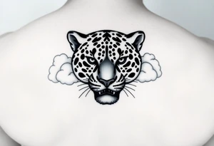 Jaguar face made of puffy cumulus clouds. tattoo idea