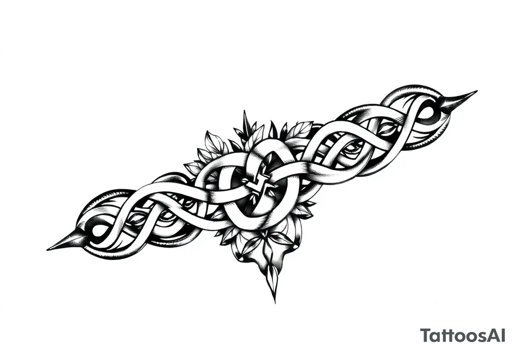 Arm band tattoo of Celtic knot infused with nature tattoo idea