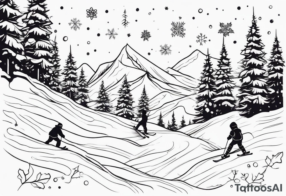 kids playing with snow tattoo idea