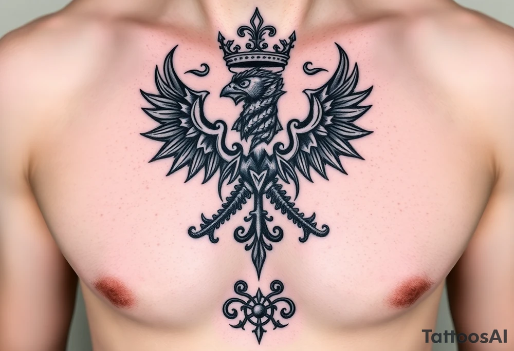 magnificent irish family crest with Demonic Featurs incorporated tattoo idea
