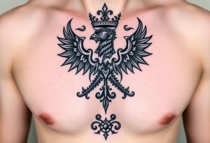 magnificent irish family crest with Demonic Featurs incorporated tattoo idea