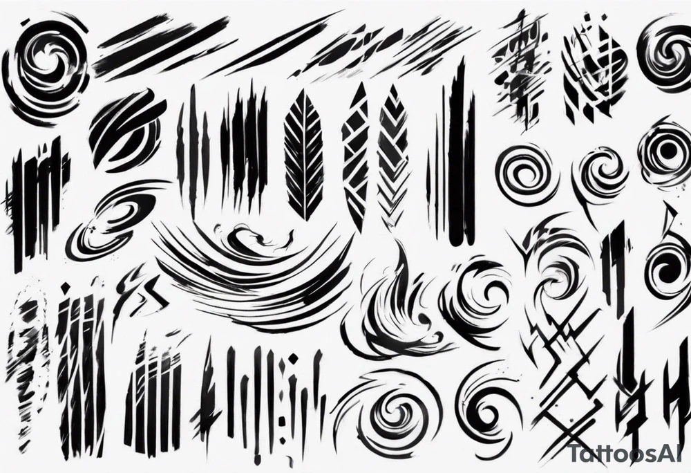 A lot of Brush stroke lines tattoo idea