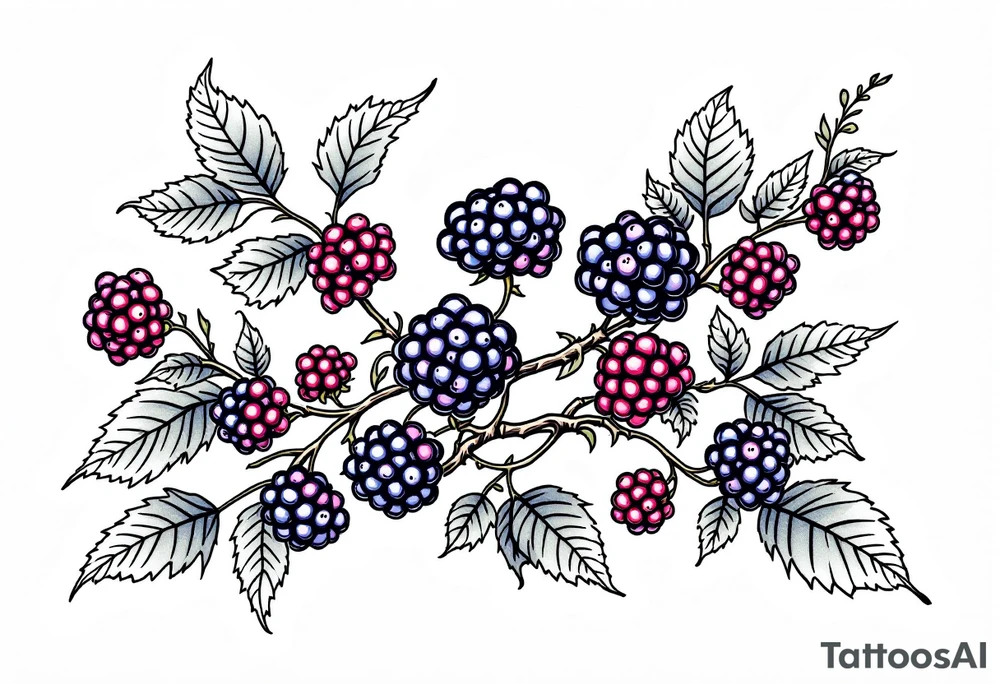 American traditional style Blackberry vine in a line tattoo idea