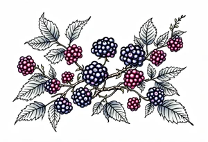 American traditional style Blackberry vine in a line tattoo idea