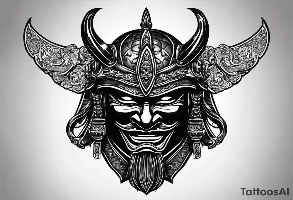 Black samurai mask all black stencil for shoulder tattoo idea Black samurai mask all black stencil for shoulder tattoo idea