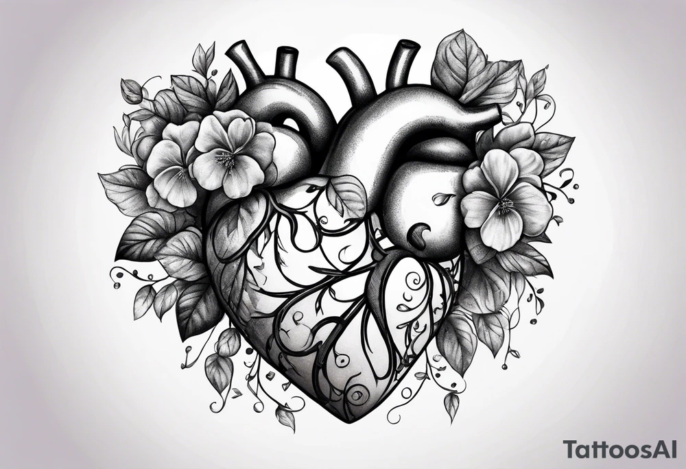 Heart made with violets tattoo idea